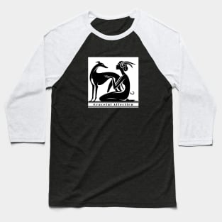 Greyhound And Woman Art Deco Baseball T-Shirt